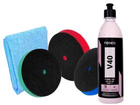 Kit Polidor Vonixx V40 com 3 Boinas de Espuma e Flanela