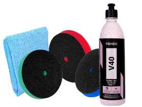 Kit Polidor Vonixx V40 com 3 Boinas de Espuma e Flanela