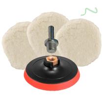 Kit Polimento Automotivo Disco 125mm Furadeira C/ 3 Boinas Lã