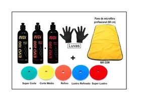 Kit Polimento Corte Refino Lustro Evox 500ml+ Super Boinas 5,5 pol