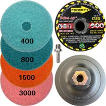 Kit Polimento Em Porcelanato Mármore Granito (4 Lixas Diamantada + Rebolo 3 Polegadas + Suporte) Kit Polimento Em Porcelanato Mármore Granito (4 Lixas Diamantada + Rebolo 3 Polegadas + Suporte)