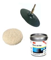 Kit Polimento Furadeira Disco + Adaptador Massa 3M Boina