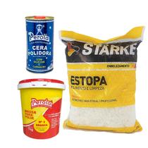 Kit Polimento Massa N2 1kg + Cera 500 Ml + Estopa Branca