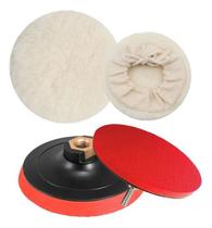 Kit Polimento Para Furadeira Com Base 5 Pol + 2 Boina De Lã 5