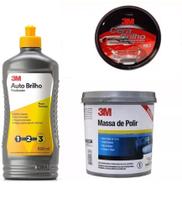 Kit Polimento Super Brilho Automotivo 3M - Massa de Polir 3M + Auto Brilho 3M + Cera Brilho 3M Kit Polimento Super Brilho Automotivo 3M - Massa de Polir 3M + Auto Brilho 3M + Cera Brilho 3M