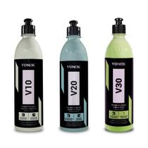 Kit Polimento V10 Polidor Corte + V20 Refino + V30 Lustrador Vonixx