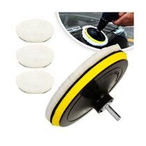 Kit Polimento Vidro Polir Carro Moto Boina De Lã Sintetica