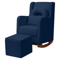 Kit Poltrona Amamentação Base Balanço Madeira Puff Bouclê