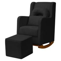 Kit Poltrona Amamentação Base Balanço Madeira Puff Bouclê