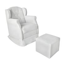 Kit Poltrona Amamentação Com Puff Confortável material sintético Serena Cor:Branco Kit Poltrona Amamentação Com Puff Confortável material sintético Serena Cor:Branco
