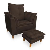 Kit Poltrona Amamentação Sara e Puff Suede Marrom SKY MOBILE