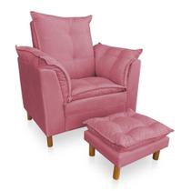 Kit Poltrona Amamentação Sara e Puff Suede Rosa SKY MOBILE