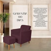 Kit Poltrona Angelina Confortavel Luxo 1 Puff Suede Bordo
