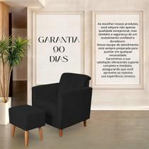 Kit Poltrona Angelina Confortavel Luxo 1 Puff Suede Preto