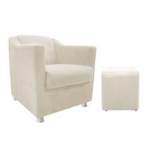 kit Poltrona Babel e Puff Dado Corano Bege - DAMAFFÊ MÓVEIS