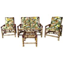 Kit Poltrona Bambu 4 L Com Almofadas Para Edícula E Jardim