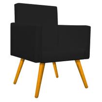 Kit Poltrona Beatriz e Puff Sofia Palito Mel Corano Preto - KDAcanto Móveis