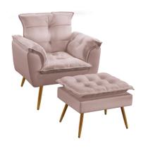 Kit Poltrona Beta e Puff Lunar Veludo Aradecor