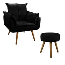 Kit Poltrona Cadeira Decorativa Opala + Puff Redondo Preto Kit Poltrona Cadeira Decorativa Opala + Puff Redondo Preto