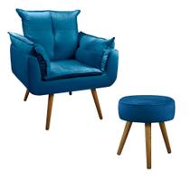 Kit Poltrona Cadeira Opala + Puff Redondo Azul Turquesa Kit Poltrona Cadeira Opala + Puff Redondo Azul Turquesa