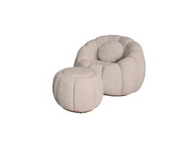 Kit Poltrona Com Almofada e Puff Concha Fixo Boucle - Estopar