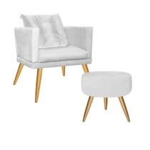 Kit Poltrona Com Almofada e Puff Milena Confort Sala Recepção Escritório Consultório Pé Caramelo material sintético Branco - DAMAFFÊ MÓVEIS Kit Poltrona Com Almofada e Puff Milena Confort Sala Recepção Escritório Consultório Pé Caramelo material sintético Branco - DAMAFFÊ MÓVEIS