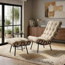 Kit Poltrona Com Puff Costela Adão Confortável Estofada Veludo Sala Decorativa Kit Poltrona Com Puff Costela Adão Confortável Estofada Veludo Sala Decorativa