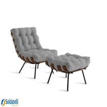 Kit Poltrona Costela + Puff em Linho - Spazio Kit Poltrona Costela + Puff em Linho - Spazio