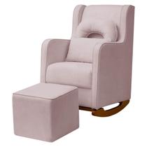 Kit Poltrona de Amamentação Base Balanço Madeira e Puff Ternura Bouclê - SOFA STORE