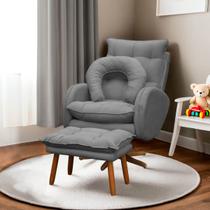 Kit Poltrona de Amamentação Base Giratória Balanço e Puff Angra Veludo - SOFA STORE