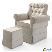 Kit Poltrona de Balanço com Botonê Suede Cru + Puff - Spazio Kit Poltrona de Balanço com Botonê Suede Cru + Puff - Spazio