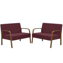 Kit Poltrona Decorativa 2 Namoradeiras Jade Braço Madeira D Salla Suede