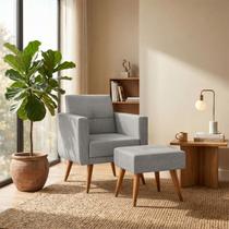 Kit Poltrona Decorativa com Puff Pequim Veludo Matrix
