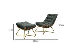Kit Poltrona Decorativa Costela e Puff Eva Dourado Mad-Verde