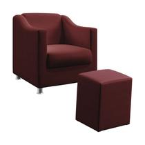 Kit Poltrona Decorativa Estofada Alya E Puff Izar Sued Bordô Aradecor Kit Poltrona Decorativa Estofada Alya E Puff Izar Sued Bordô Aradecor