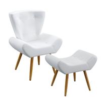 Kit Poltrona Decorativa Estofada Para Sala De Estar Polaris e Puff Polar Couro Branco Aradecor Kit Poltrona Decorativa Estofada Para Sala De Estar Polaris e Puff Polar Couro Branco Aradecor