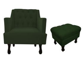 Kit Poltrona Decorativa Julia + Puff Luis Xv Suede Verde Pés Madeira Mz Decor Kit Poltrona Decorativa Julia + Puff Luis Xv Suede Verde Pés Madeira Mz Decor