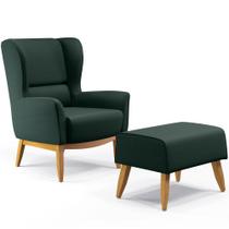 Kit Poltrona Decorativa Milena D02 com Puff Viseo Linho Verde C-117 - Lyam Decor Kit Poltrona Decorativa Milena D02 com Puff Viseo Linho Verde C-117 - Lyam Decor