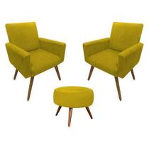 Kit poltrona decorativa nina + puff amarelo Kit poltrona decorativa nina + puff amarelo