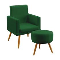 Kit Poltrona Decorativa Nina Rodapé com Puff Solar Sued Verde Aradecor Kit Poltrona Decorativa Nina Rodapé com Puff Solar Sued Verde Aradecor