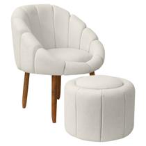 Kit Poltrona Decorativa Orgânica com Puff Flora Fixa Bouclê - SOFA STORE