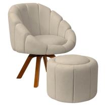 Kit Poltrona Decorativa Orgânica Flora Base Giratória com Puff Bouclê - SOFA STORE