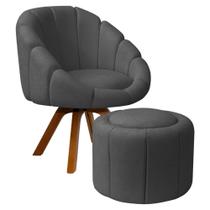 Kit Poltrona Decorativa Orgânica Flora Base Giratória com Puff Bouclê - SOFA STORE Kit Poltrona Decorativa Orgânica Flora Base Giratória com Puff Bouclê - SOFA STORE