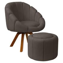 Kit Poltrona Decorativa Orgânica Flora Base Giratória com Puff Bouclê - SOFA STORE Kit Poltrona Decorativa Orgânica Flora Base Giratória com Puff Bouclê - SOFA STORE