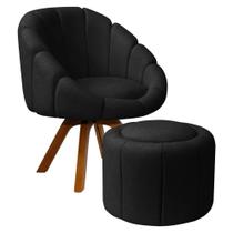 Kit Poltrona Decorativa Orgânica Flora Base Giratória com Puff Bouclê - SOFA STORE Kit Poltrona Decorativa Orgânica Flora Base Giratória com Puff Bouclê - SOFA STORE