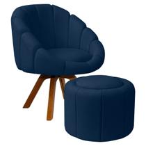 Kit Poltrona Decorativa Orgânica Flora Base Giratória com Puff Bouclê - SOFA STORE