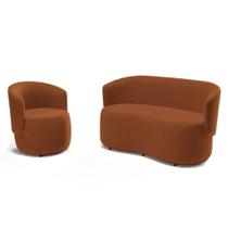 Kit Poltrona E Namoradeira Aisha Orgânica Veludo Terracota - Abmaza
