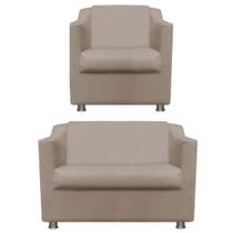 Kit Poltrona e Namoradeira Tilla Suede Bege TWdecora Kit Poltrona e Namoradeira Tilla Suede Bege TWdecora