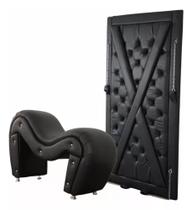 Kit Poltrona e Painel Exótico PRETO Tapeçaria Parrilha - Decoração Quarto Kit Poltrona e Painel Exótico PRETO Tapeçaria Parrilha - Decoração Quarto