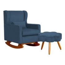 Kit Poltrona e Puff Aurora Balanço Suede Azul Royal- FM